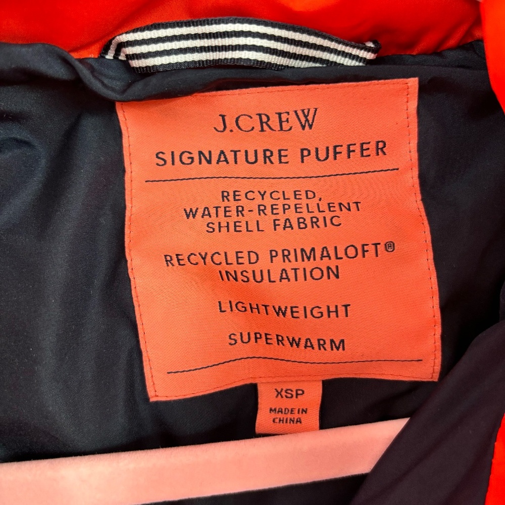 J Crew Women's Signature Puffer Red Orange Size XSP - Picture 3 of 13